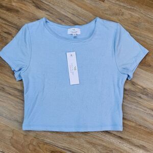 🔹️NWT Live In The Moment Blue Cropped Short Sleeve Top Medium